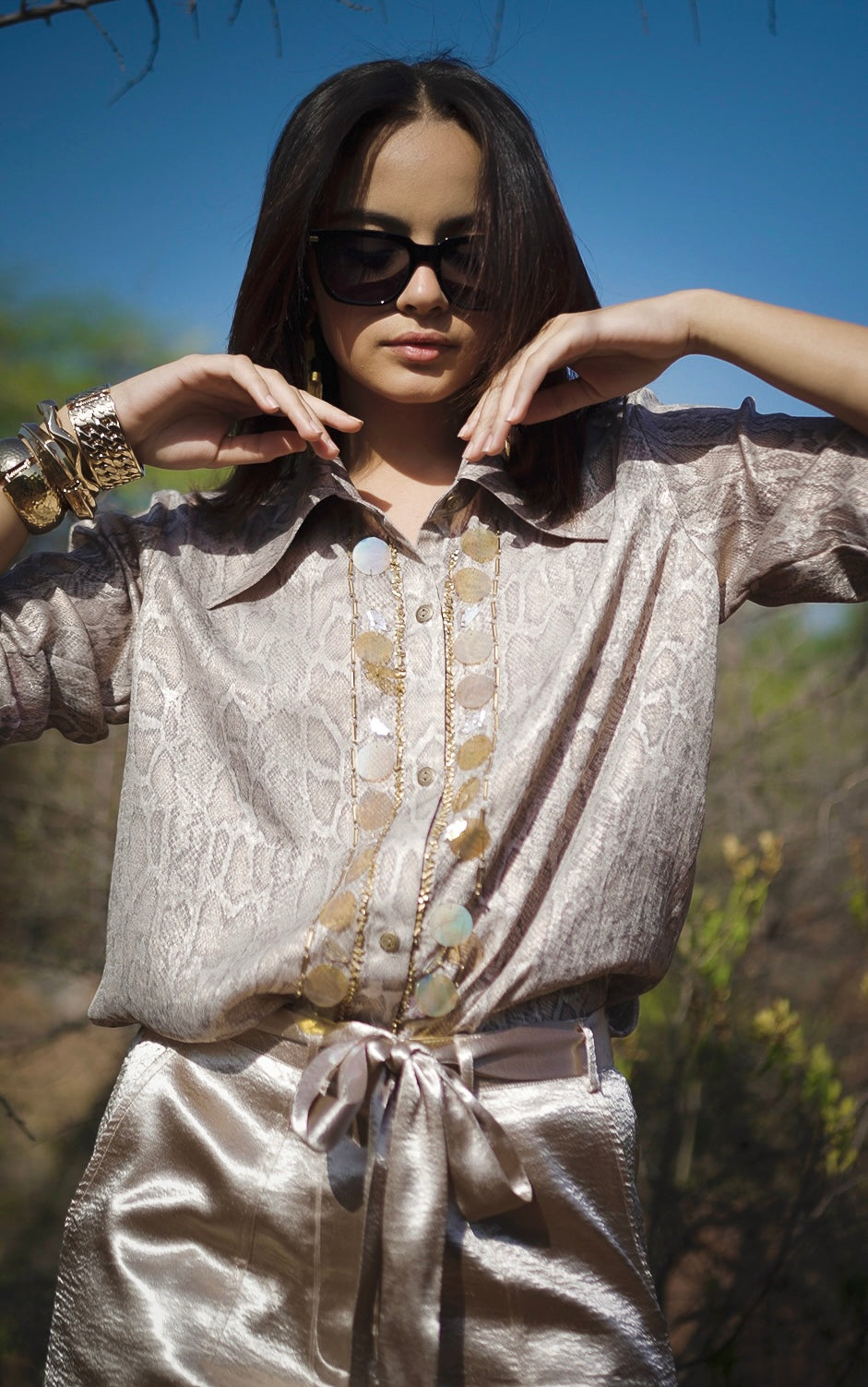 Tailored Blouse & Signature Shorts - Bronze