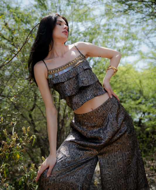 Strappy Ribot Top & Exclusive Pants Co-ord - Label Sakshi Nayyar