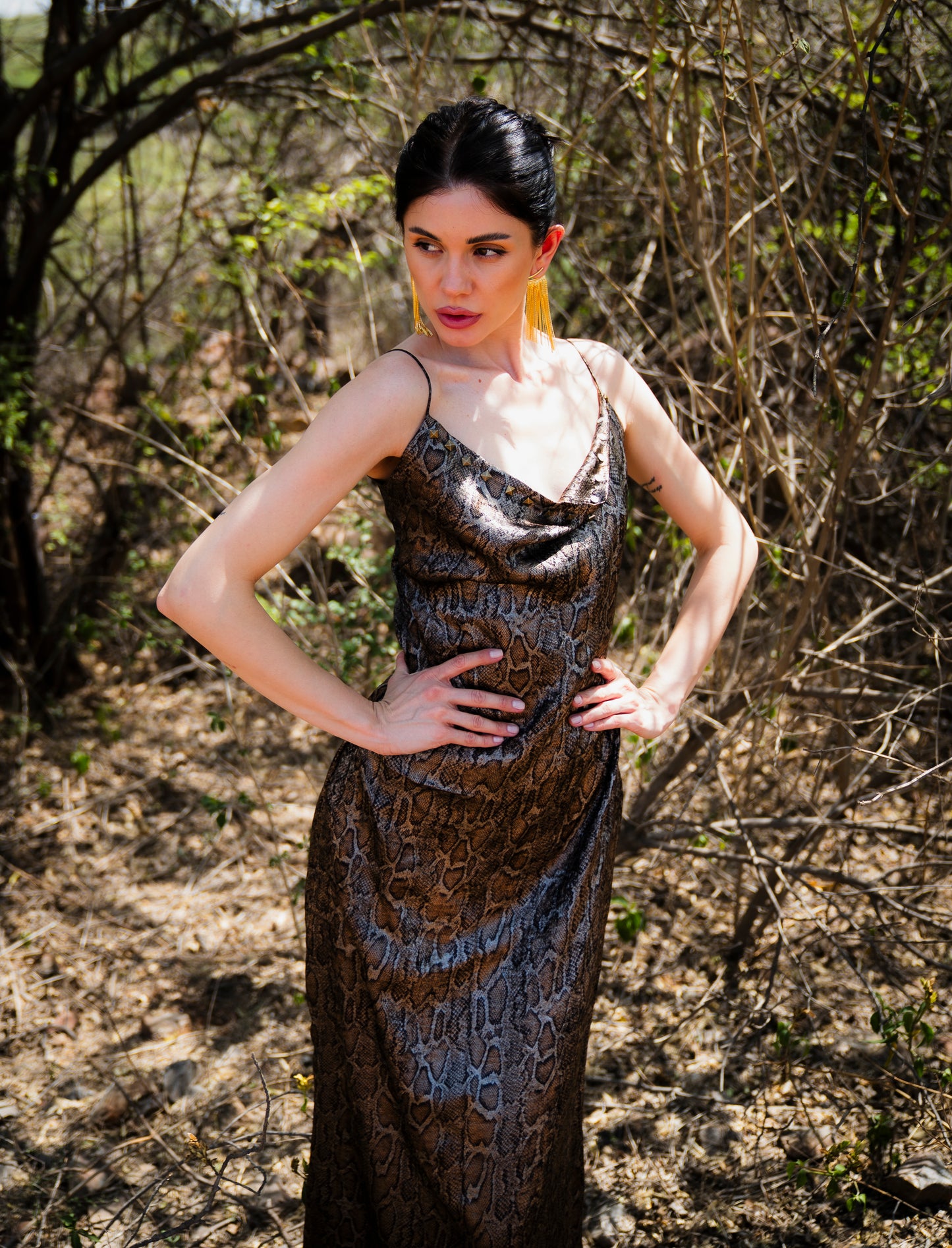 Ribot Detail Strappy Dress with Open Back