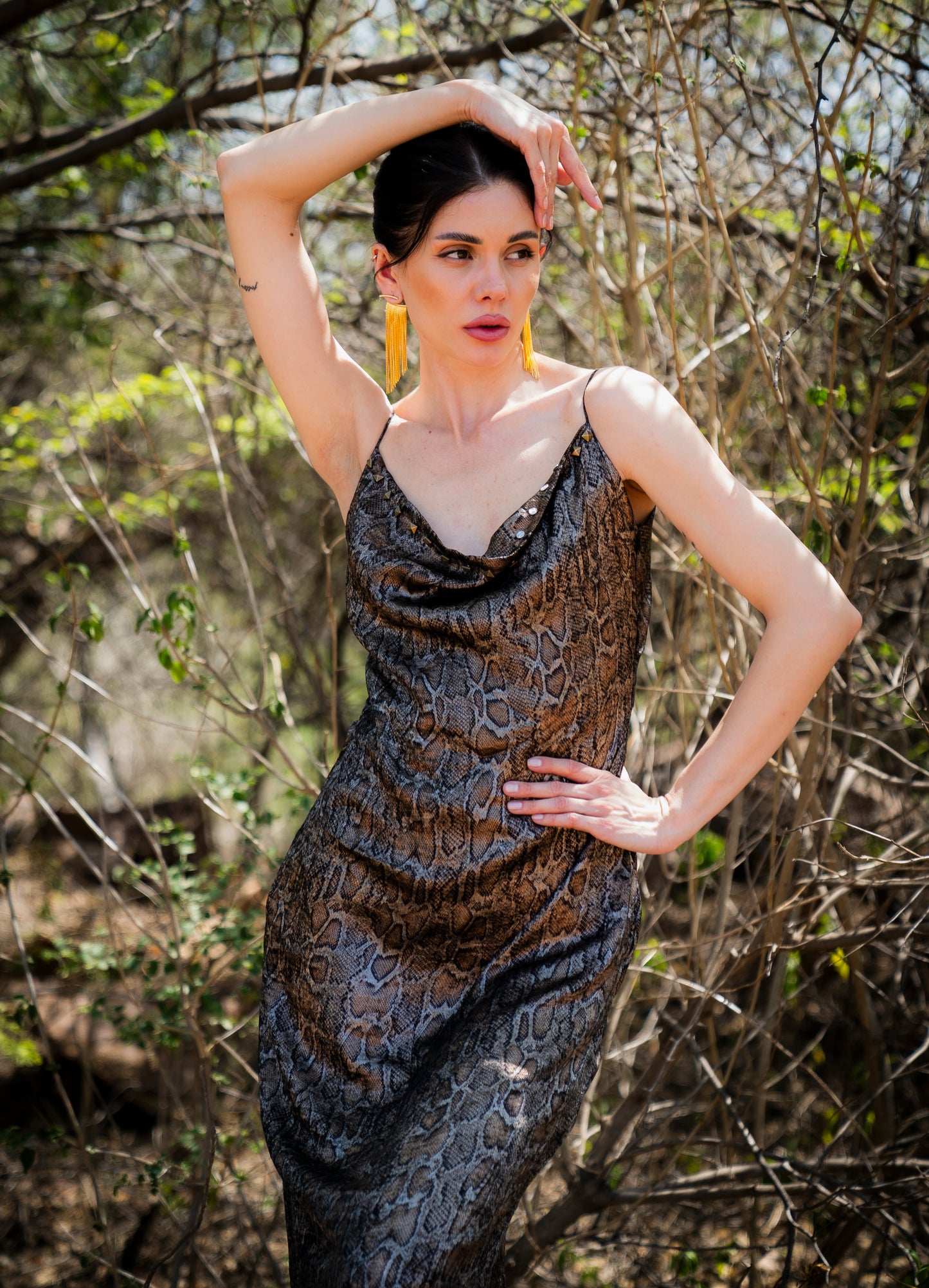 Ribot Detail Strappy Dress with Open Back