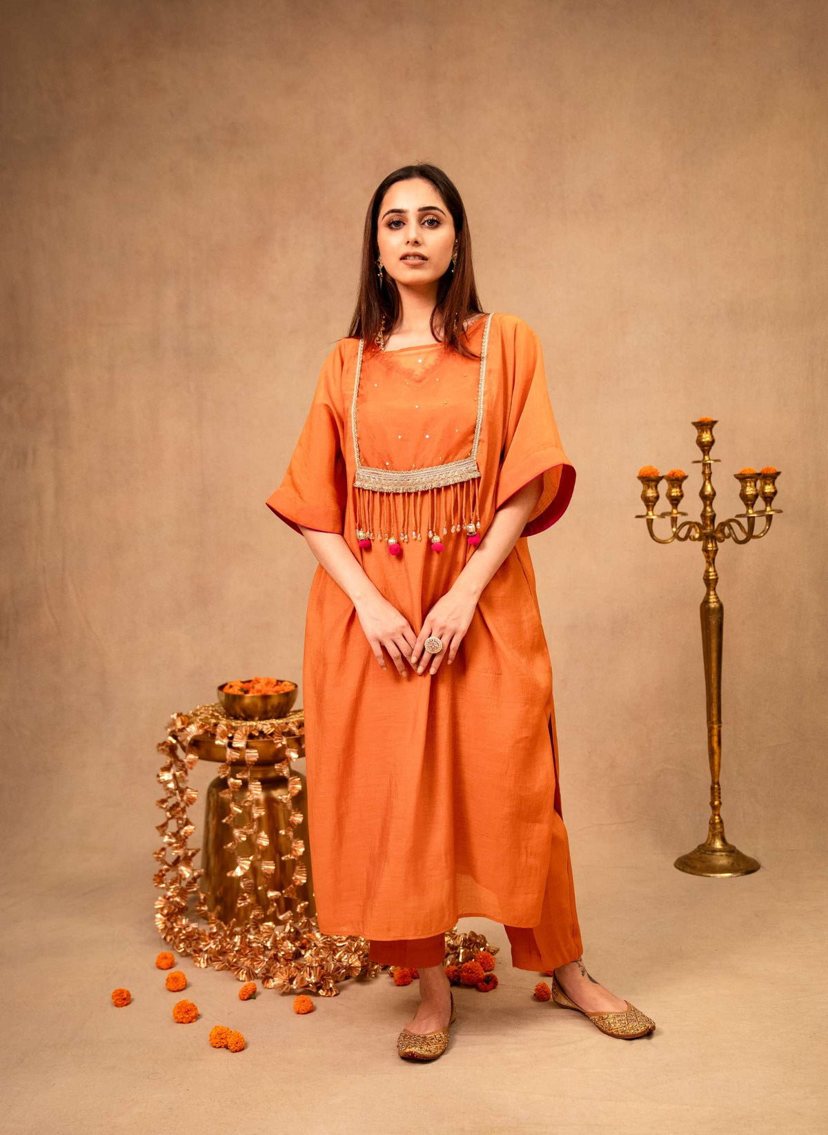 Burnt Ochre Kaftan with Pants