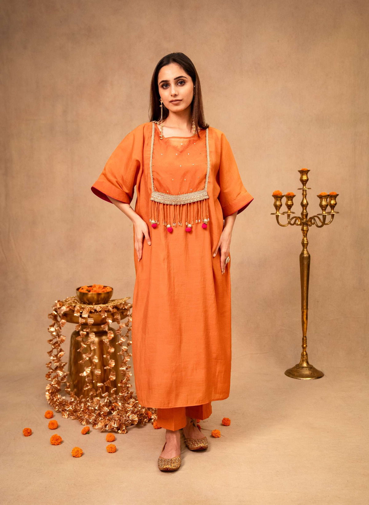 Burnt Ochre Kaftan with Pants