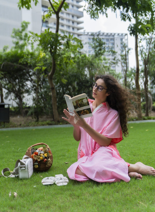 Flamingo Glow Kaftan Dress - Label Sakshi Nayyar