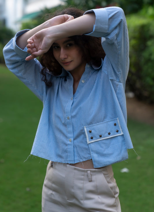 Celestial Ember Crop Shirt - Label Sakshi Nayyar