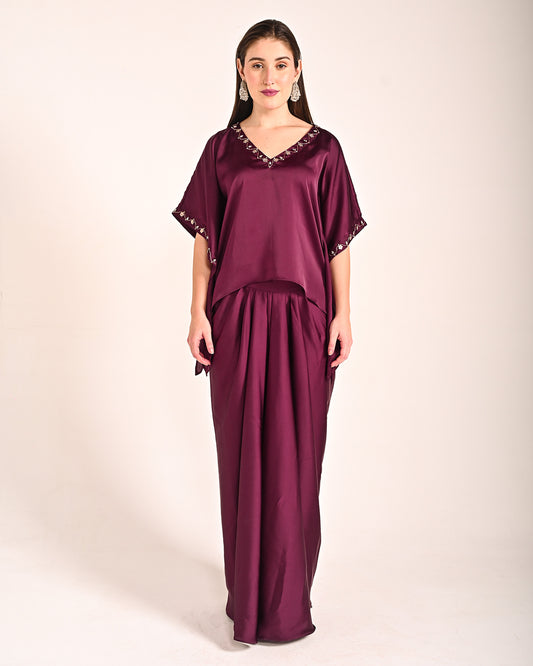 Mahogany Red Satin Drape Set