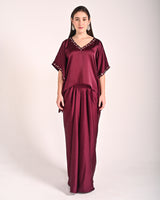 Mahogany Red Satin Drape Set