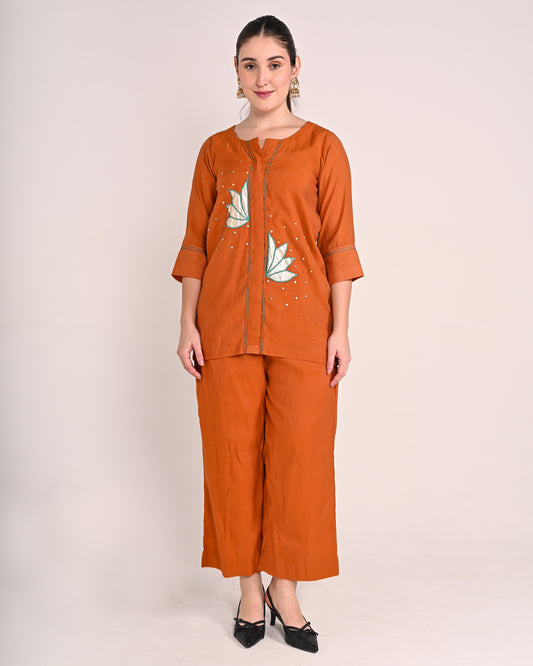 Burnt Ochre Co-ord Set with Parallel Pants