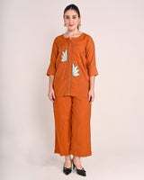 Burnt Ochre Co-ord Set with Parallel Pants