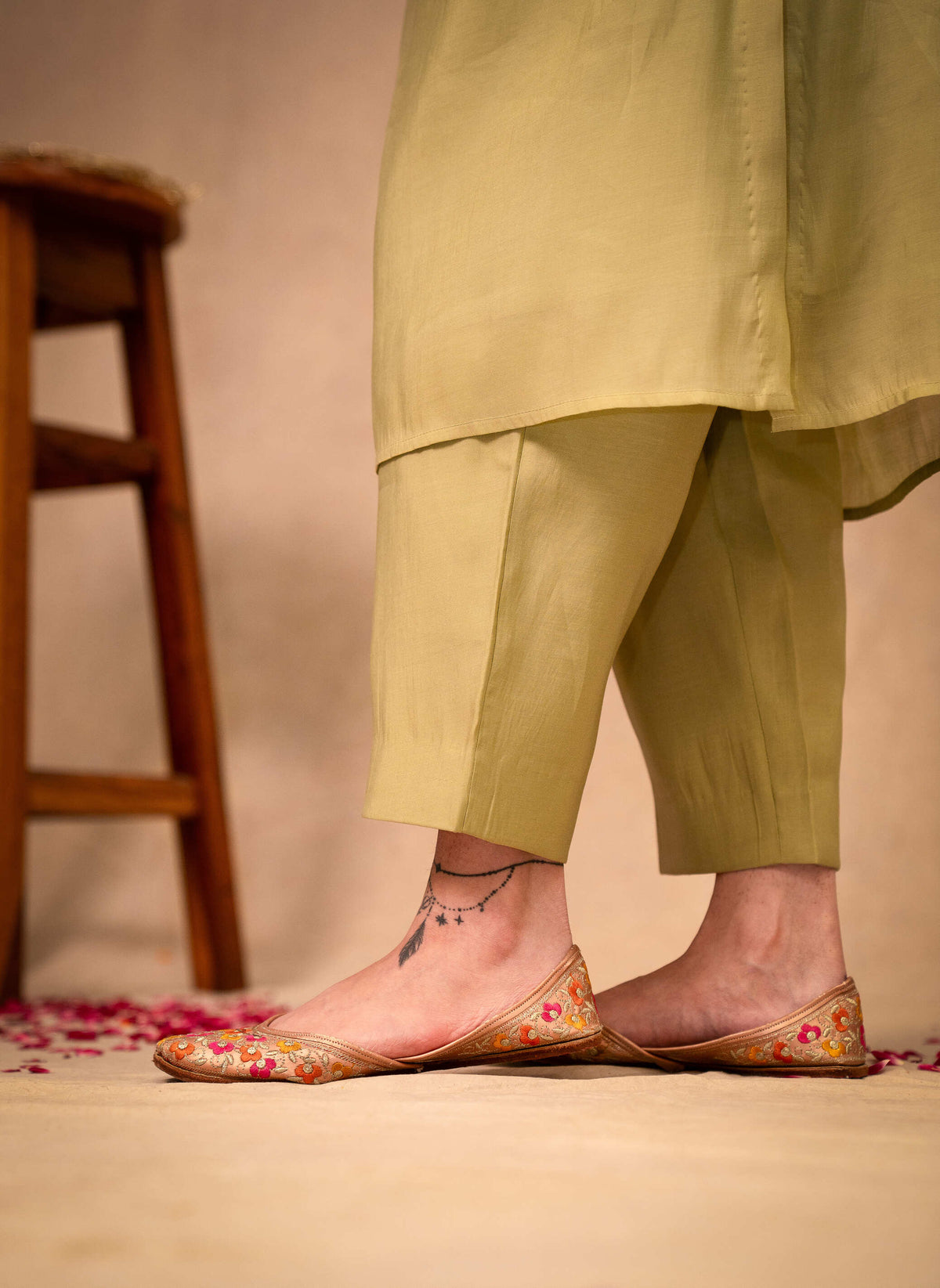 Pista Green Kaftan with Pants