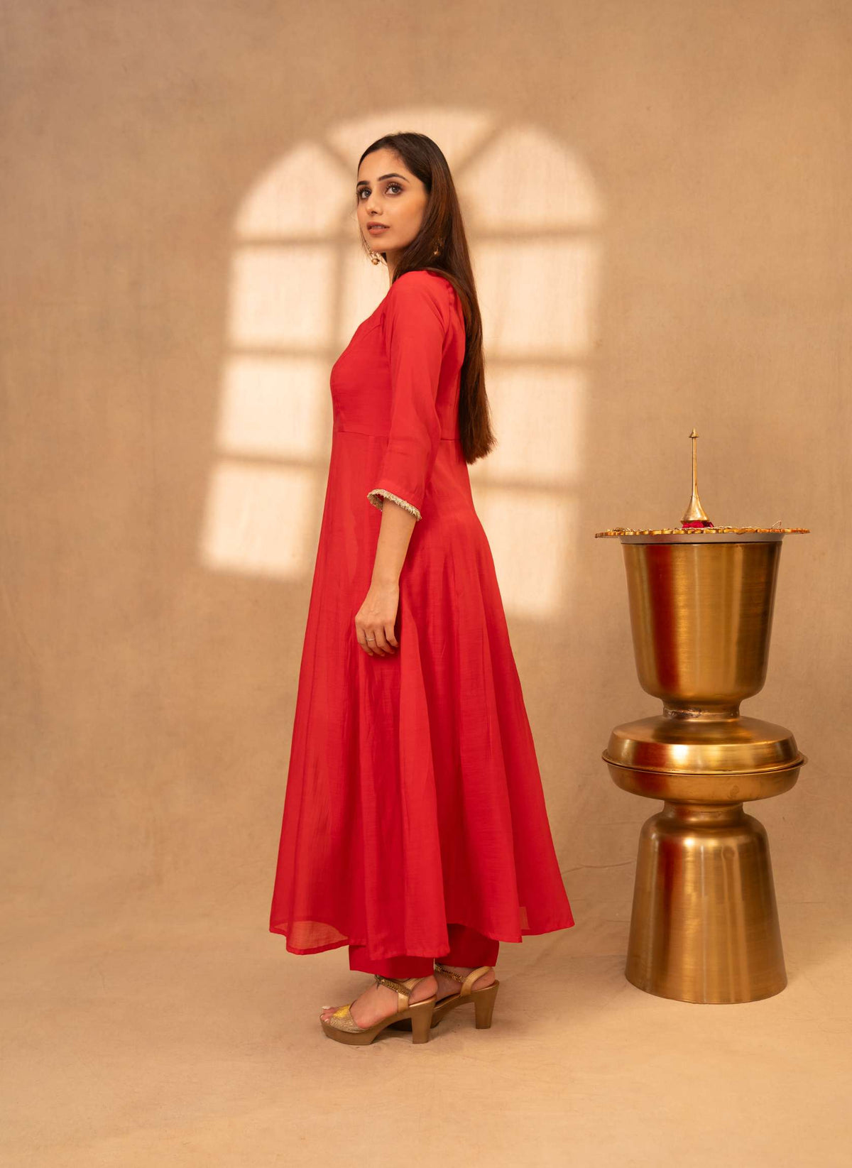 Deep Fuchsia Pink Anarkali Suit with Parallel Pants & Dupatta