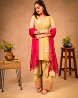 Sage Green & Hot Pink Farshi Salwar Set with Dupatta