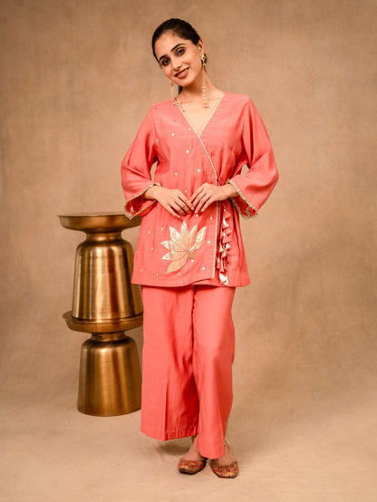 Blush Pink Angrakha Co-ord Set