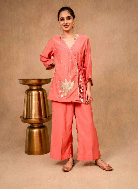 Blush Pink Angrakha Co-ord Set
