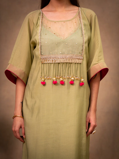 Pista Green Kaftan with Pants