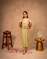 Pista Green Kaftan with Pants