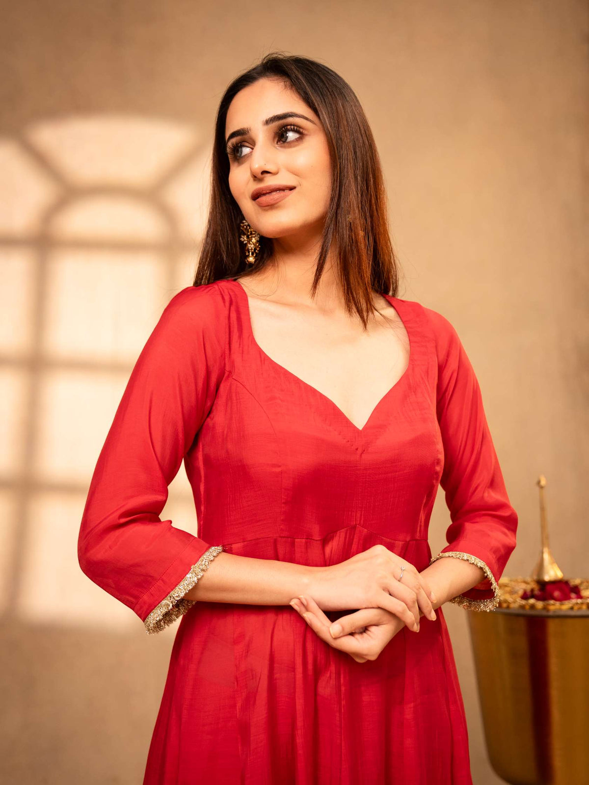 Deep Fuchsia Pink Anarkali Suit with Parallel Pants & Dupatta