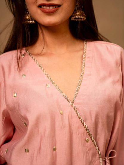 Powder Pink Angrakha Co-ord Set