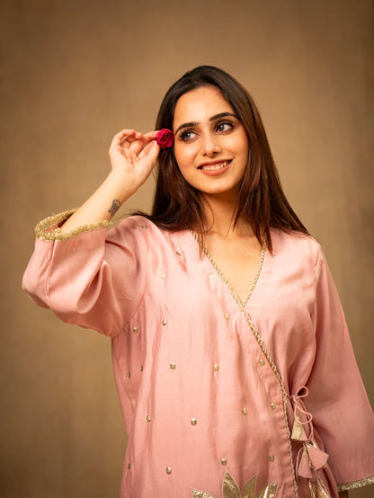 Powder Pink Angrakha Co-ord Set