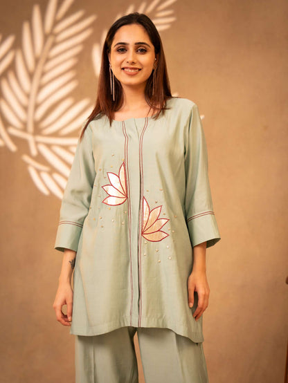 Mint Green Co-ord Set with Parallel Pants