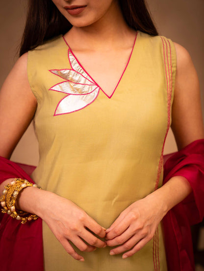 Sage Green & Hot Pink Farshi Salwar Set with Dupatta