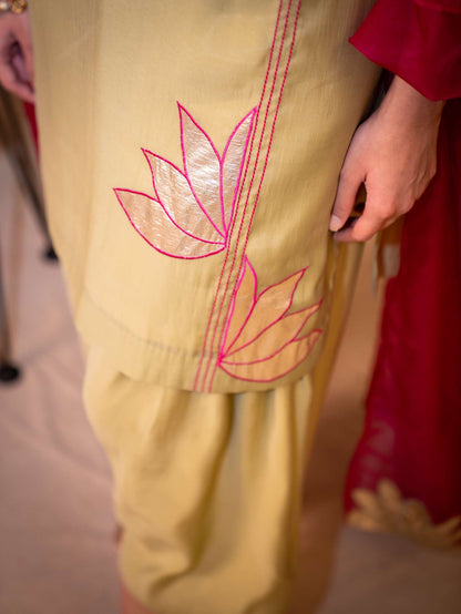 Sage Green & Hot Pink Farshi Salwar Set with Dupatta