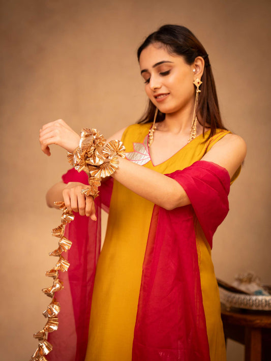Mustard & Hot Pink Farshi Salwar Set with Dupatta