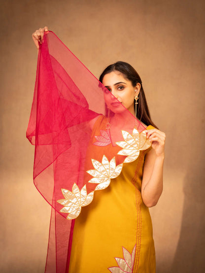 Mustard & Hot Pink Farshi Salwar Set with Dupatta