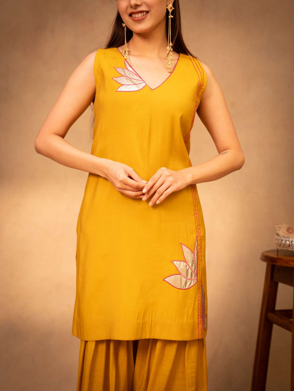 Mustard & Hot Pink Farshi Salwar Set with Dupatta