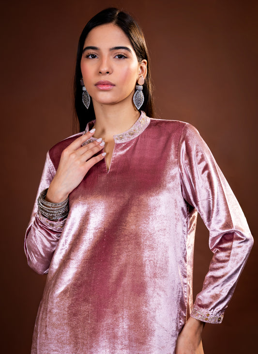 Dusty Pink Velvet Co-Ord Set