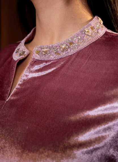 Dusty Pink Velvet Co-Ord Set