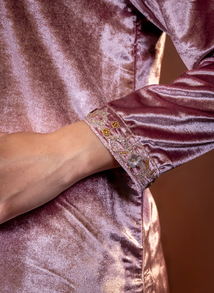 Dusty Pink Velvet Co-Ord Set