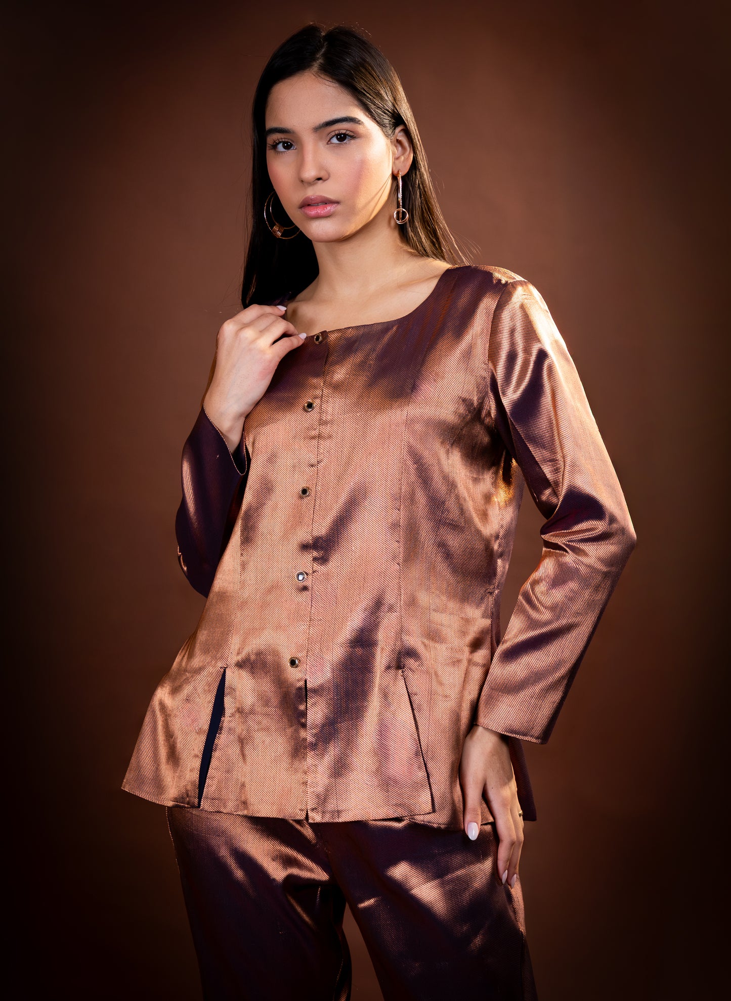 Rose Gold Pure Tissue Co Ord Set for Women