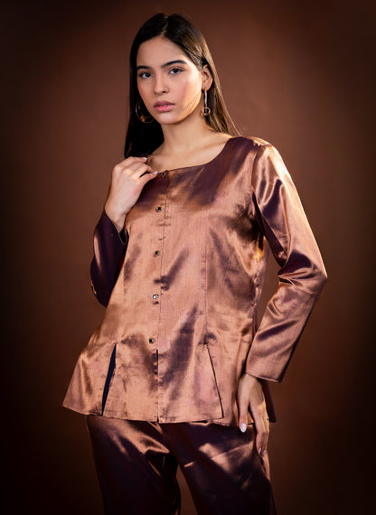 Rose Gold Pure Tissue Co Ord Set for Women