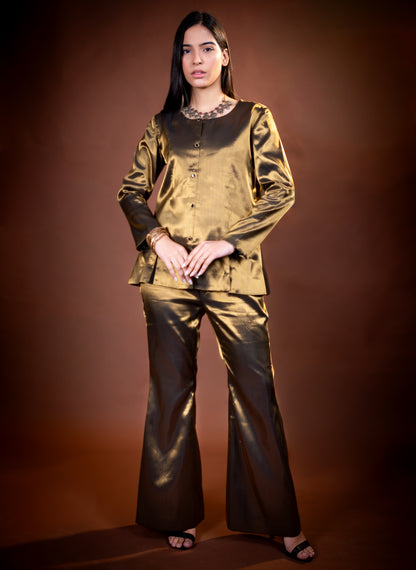 Black Gold Pure Tissue Co Ord Set for Women