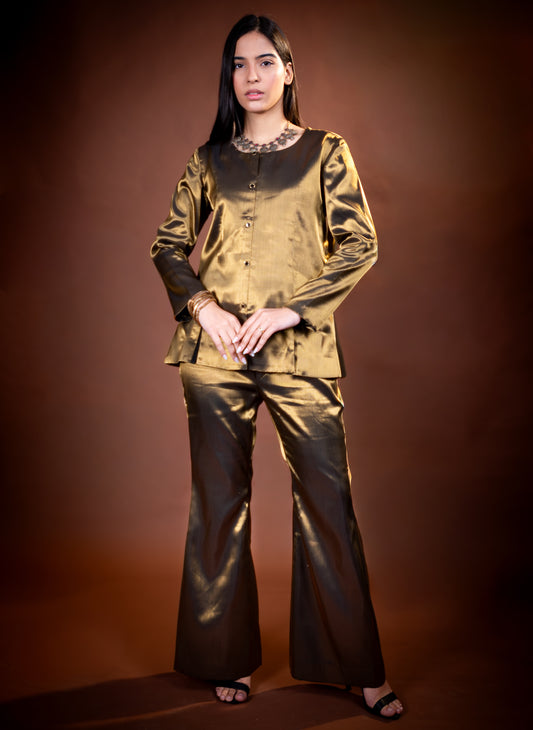Black Gold Pure Tissue Co Ord Set for Women