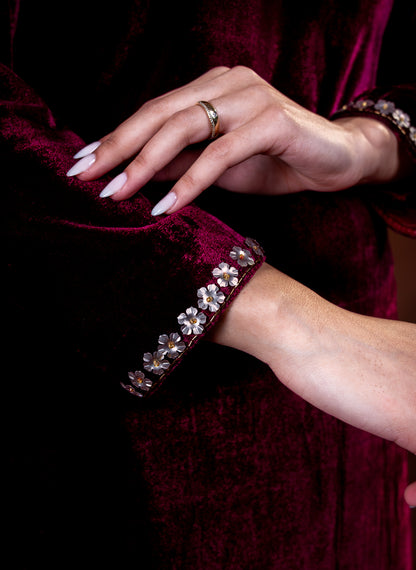 Wine Velvet Embellished Set