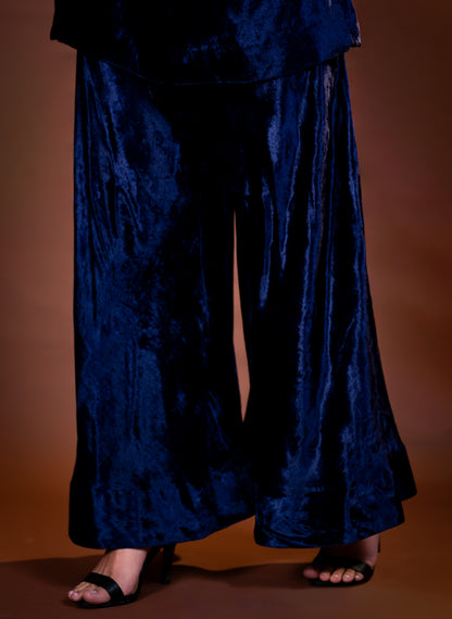 Midnight Blue Velvet Embellished Set