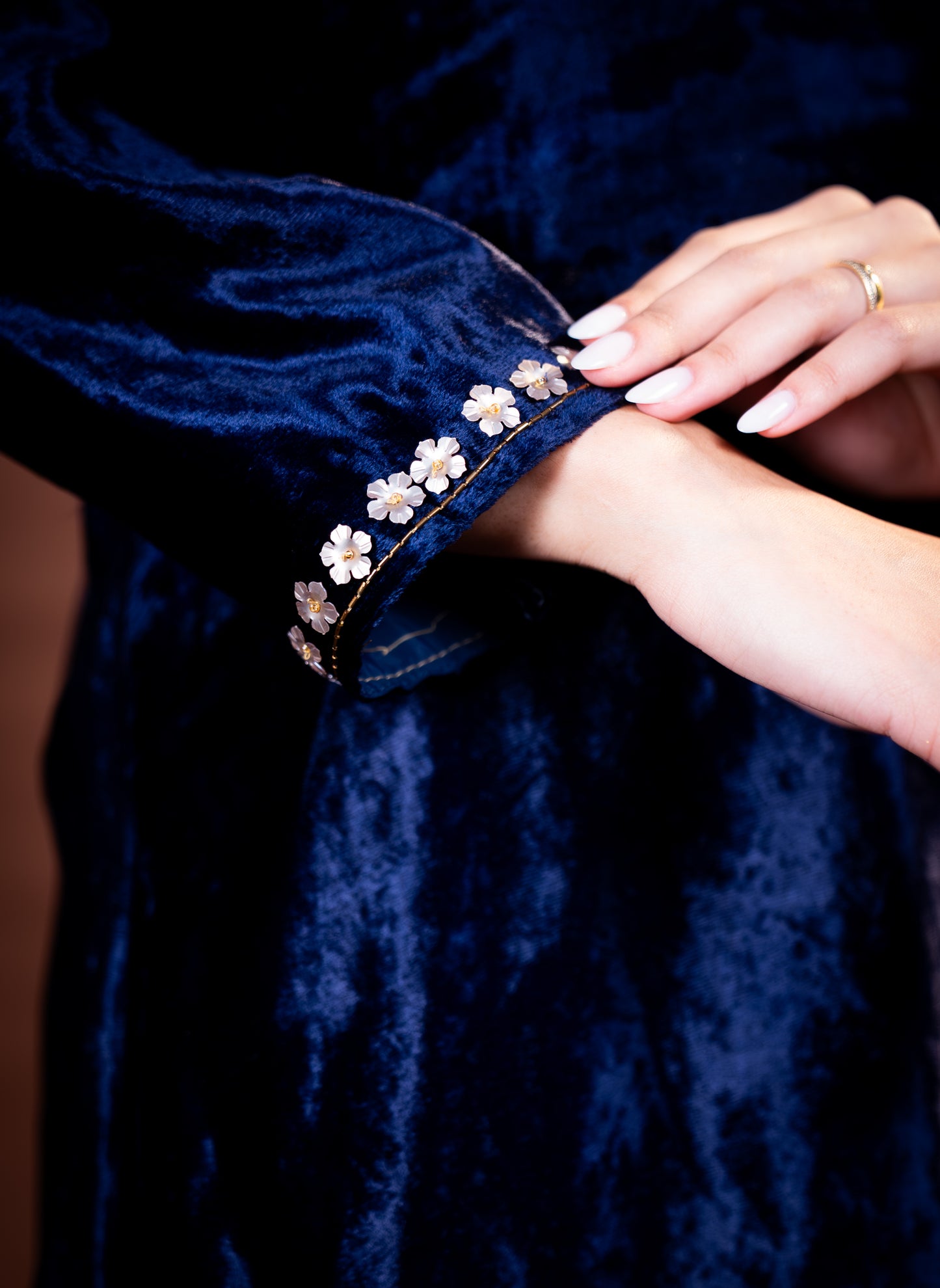 Midnight Blue Velvet Embellished Set