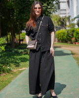 Black Crinkled Cotton Co-Ord Set