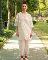 Neon Pink Chambray Cotton Co-Ord Set with Tapered Pants