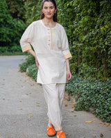 Neon Yellow Chambray Cotton Co-Ord Set with Tapered Pants