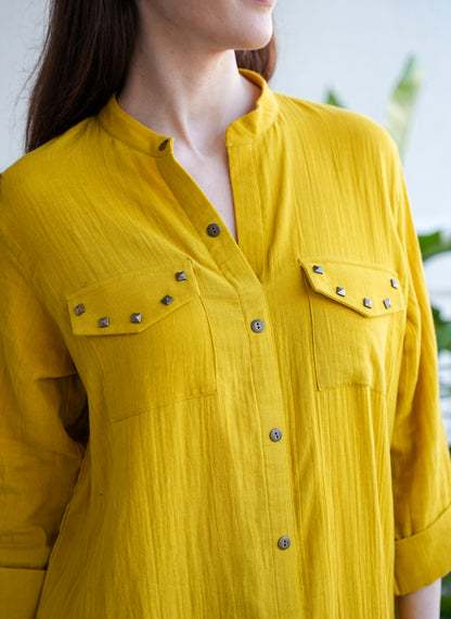 Crinkled Cotton Kurta Pant Set