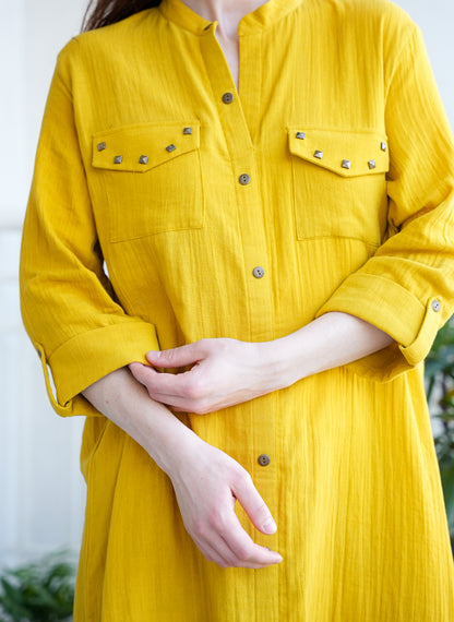 Crinkled Cotton Kurta Pant Set