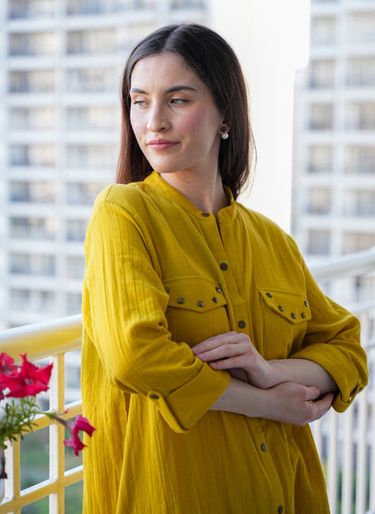 Crinkled Cotton Kurta Pant Set