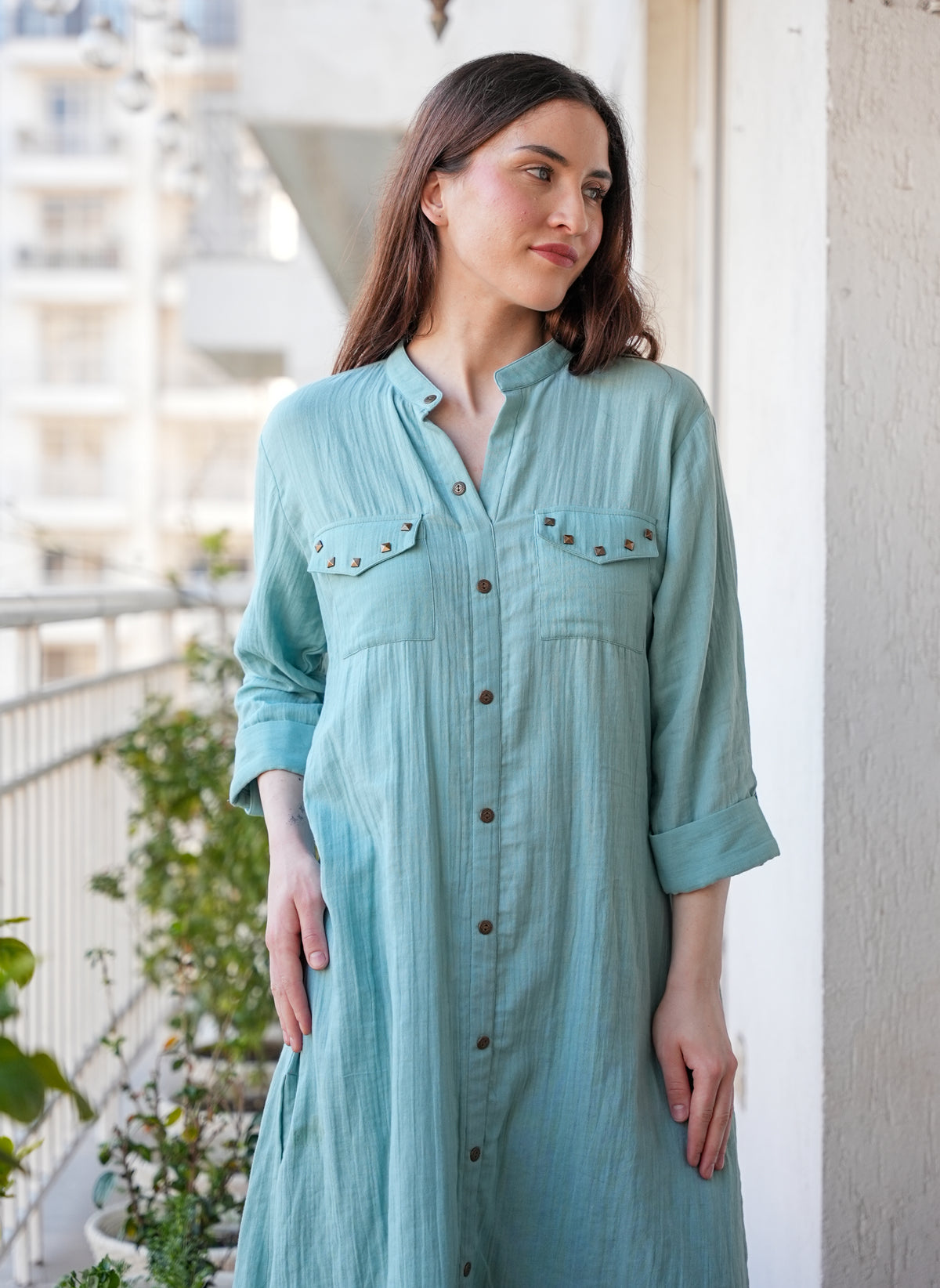 Crinkled Cotton Kurta Pant Set