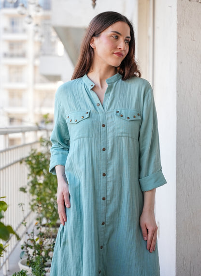 Crinkled Cotton Kurta Pant Set