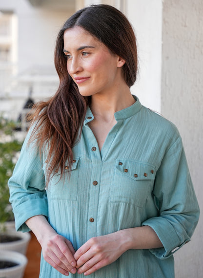 Crinkled Cotton Kurta Pant Set