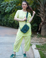 Mint Lime Butterfly Cotton Co-Ord Set