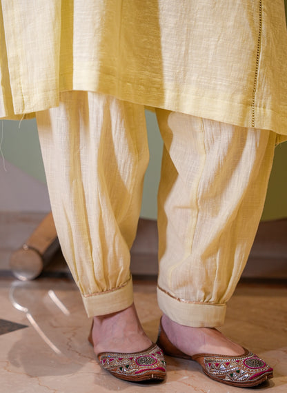 Cotton Linen Lotus Kurta Set