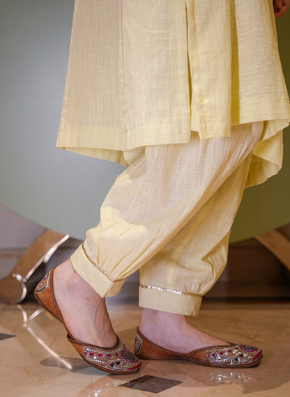 Cotton Linen Lotus Kurta Set